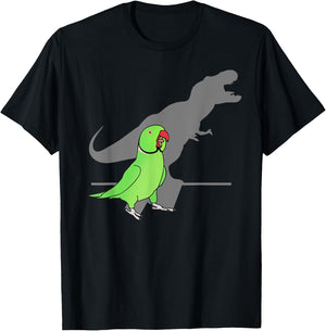 T-rex Green Indian ringneck, Pet Birb memes Screaming Parrot T-Shirt - T-Shirt | Black