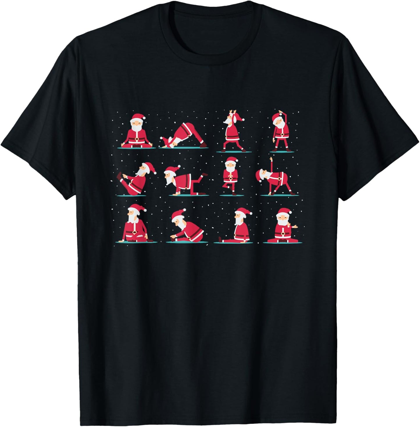 Merry Christmas Yoga Santa Practice Yoga Xmas Meditation T-Shirt - T-Shirt | Black