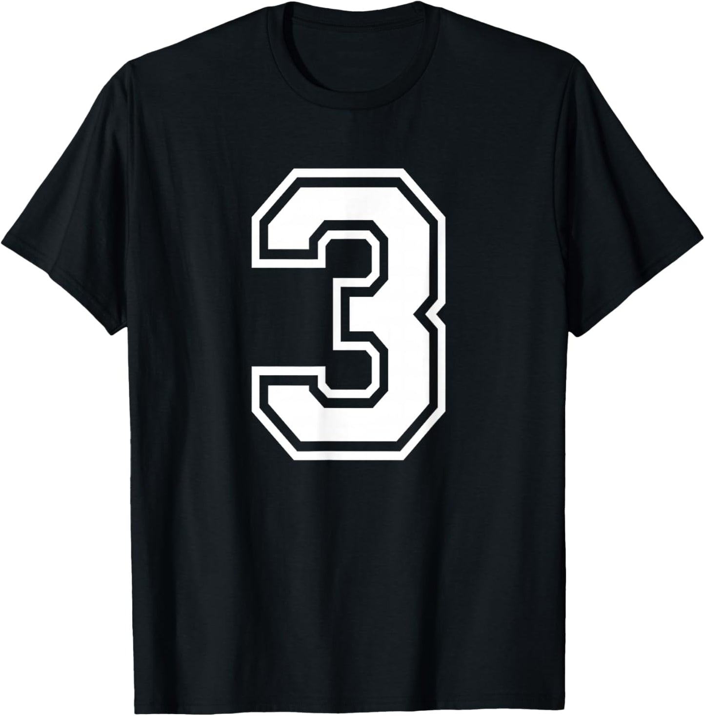 Number 3 Birthday Sports Player Team Numbered Jersey T-Shirt - T-Shirt | Black
