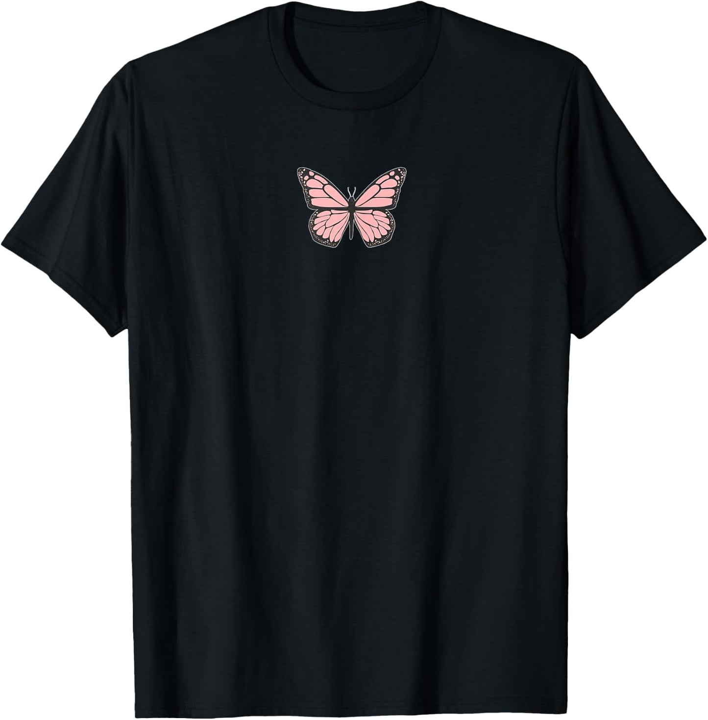 Pink Butterfly Aesthetic Clothing Soft Grunge Girls Women T-Shirt - T-Shirt | Black