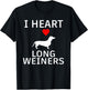 I Heart Long Weiners Dachshund Dog Lover Dog Mom Dog Dad Pun Men Women T-Shirt - T-Shirt | Black