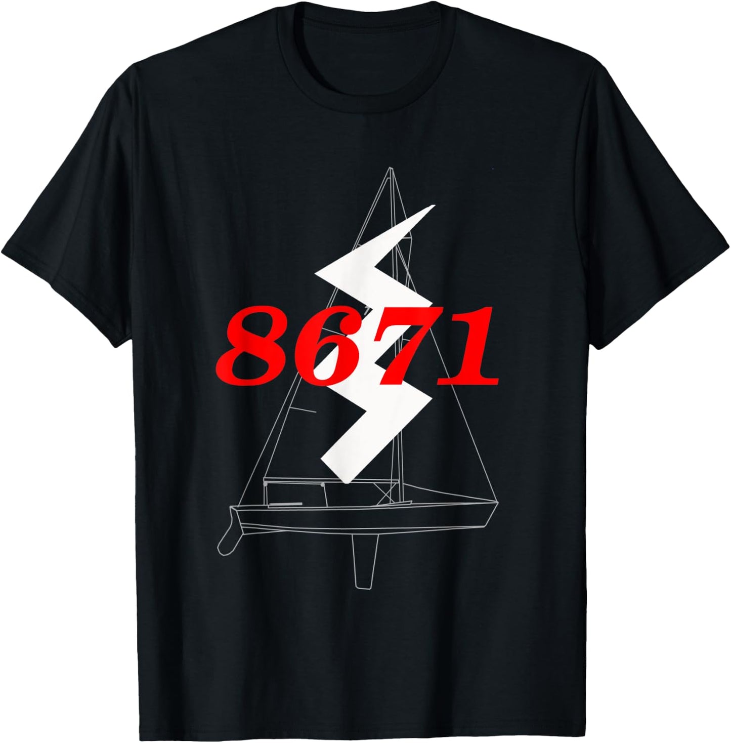 Classic Woody Lightning Sailboat #8671 T-Shirt - T-Shirt | Black