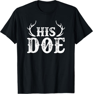 His Doe Her Buck Couples Cute Country Southern T-Shirt - T-Shirt | Black