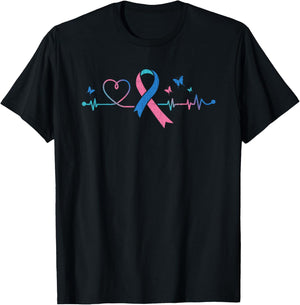 Thyroid Cancer Heartbeat Thyroid Cancer Ribbon Awareness T-Shirt - T-Shirt | Black