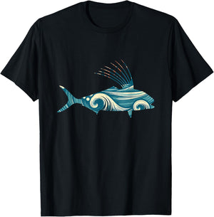 Classic Reef Trawlers Retro Roosterfish Fishermens Vintage Fins Black -Adults T-Shirt - T-Shirt | Black