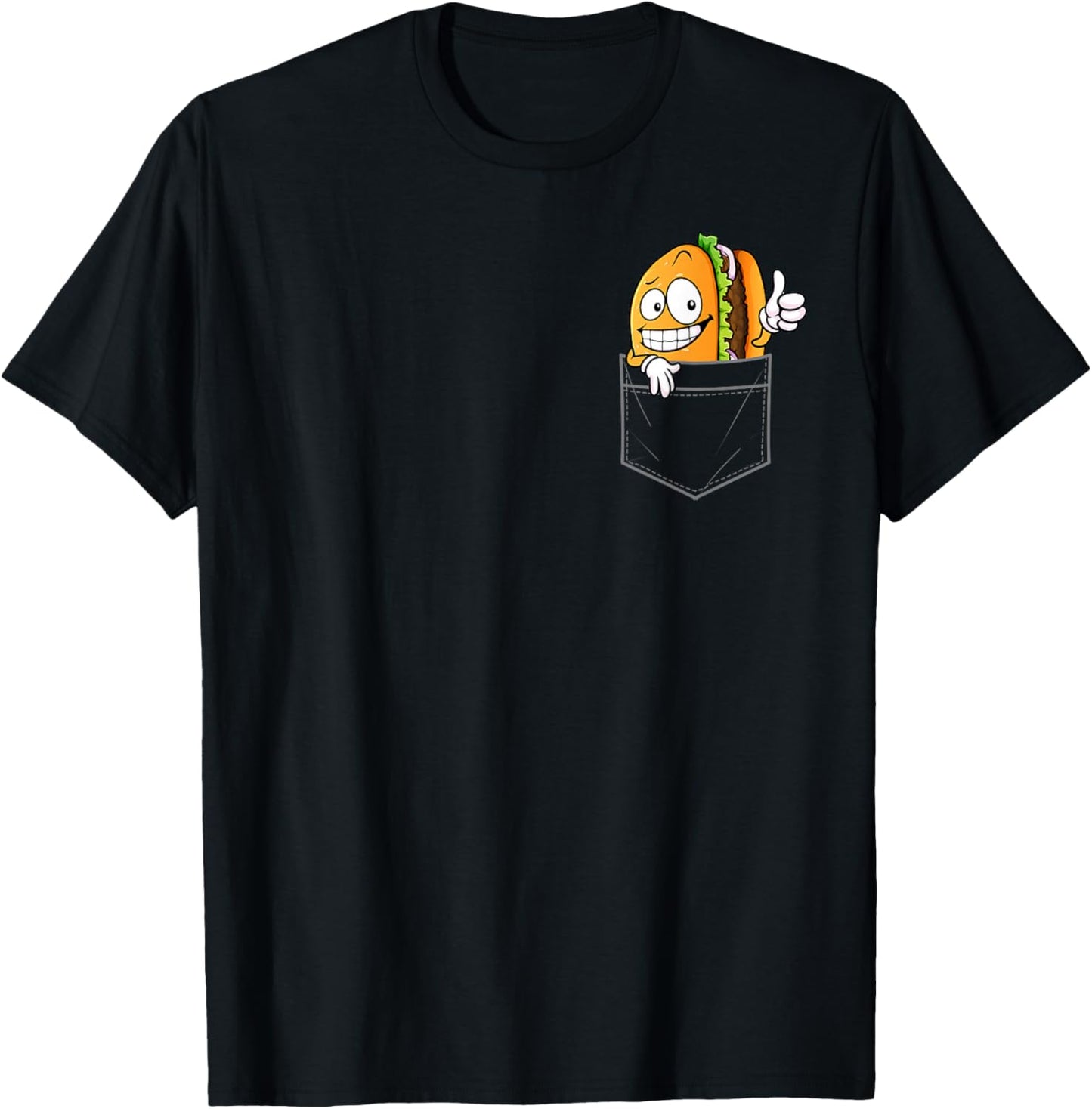 Cool Hamburger Women Kids Pocket Burger Cheeseburger T-Shirt - T-Shirt | Black
