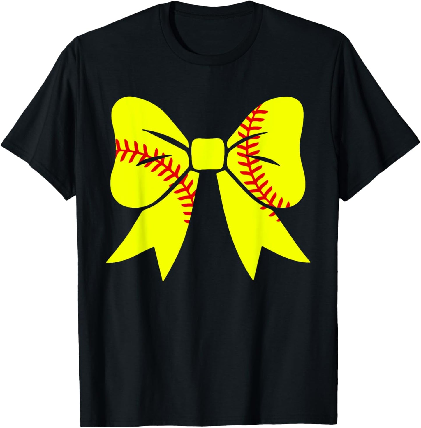 Softball Coquette Aesthetic Bow Sport Season Mother's Day T-Shirt - T-Shirt | Black