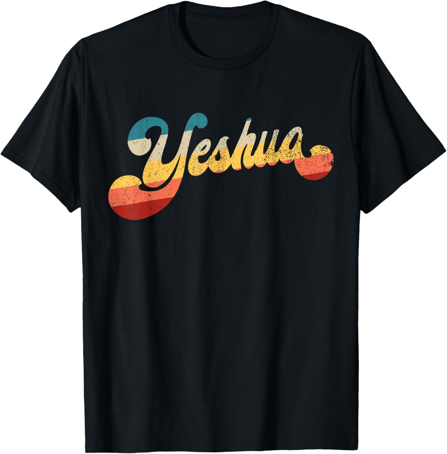 Yeshua Jesus in Hebrew Christian Faith Peace Retro Yeshua T-Shirt - T-Shirt | Black