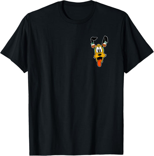 Disney Pluto Christmas Pudding Holiday Headband Corner Art T-Shirt - T-Shirt | Black