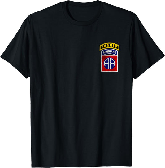 82nd Airborne Division Ranger Tab Paratrooper Logo Veteran T-Shirt - T-Shirt | Black