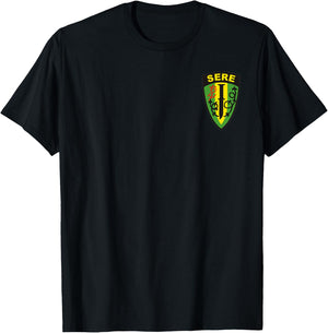 Survival, Evasion, Resistance and Escape SERE Patch T-Shirt - T-Shirt | Black