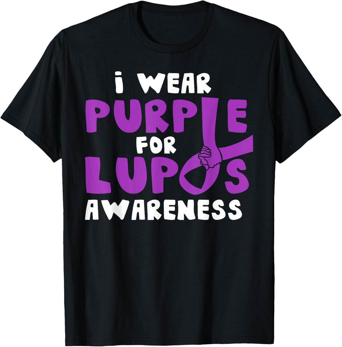 I Wear Purple for Lupus Awareness Month Autoimmune Diseases T-Shirt - T-Shirt | Black