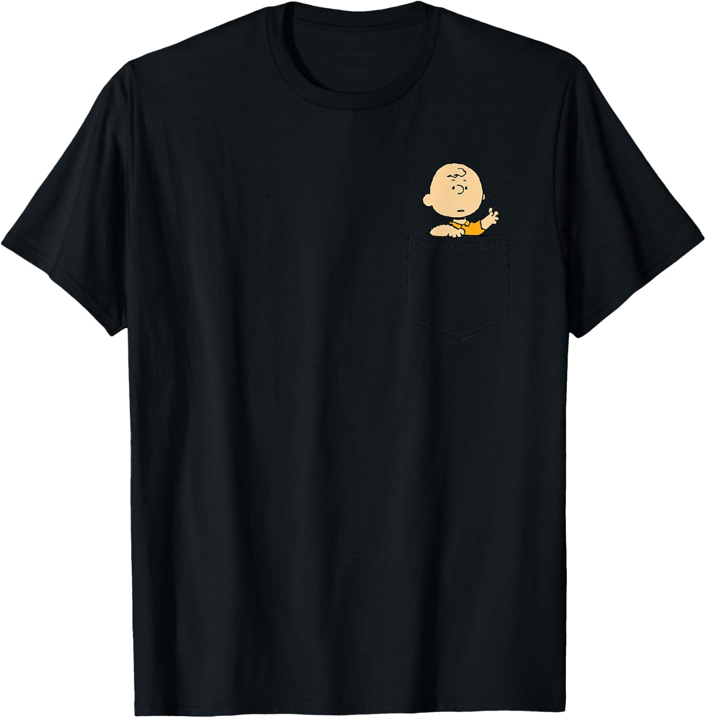 Peanuts Charlie Faux Pocket Small T-Shirt - T-Shirt | Black