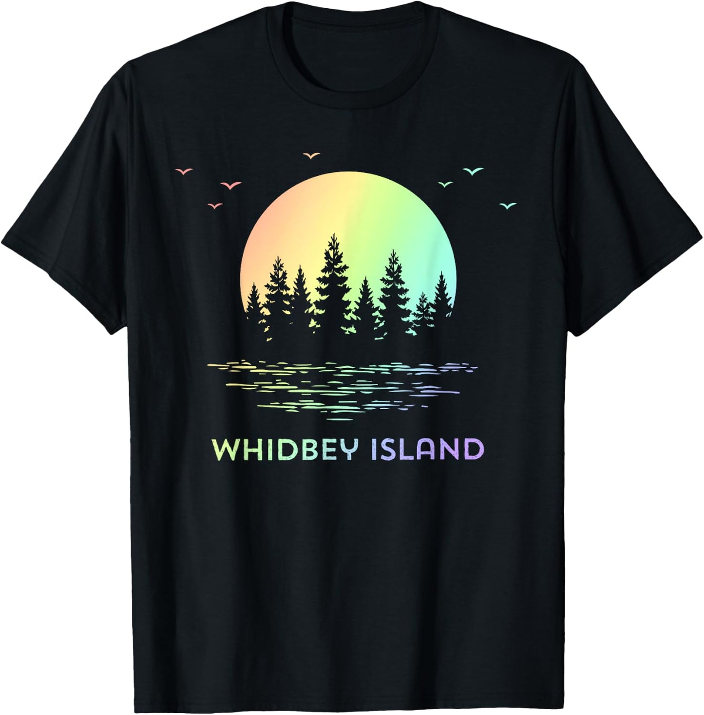 Whidbey Island Washington Sunset Design Nature T-Shirt - T-Shirt | Black
