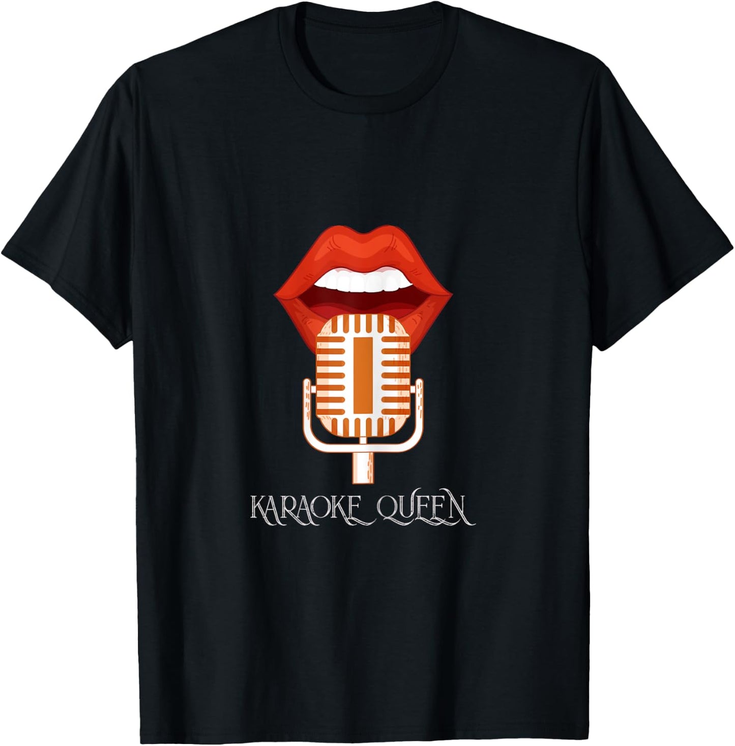 Karaoke Queen Singing Singer Music Microphone Lips Gift T-Shirt - T-Shirt | Black