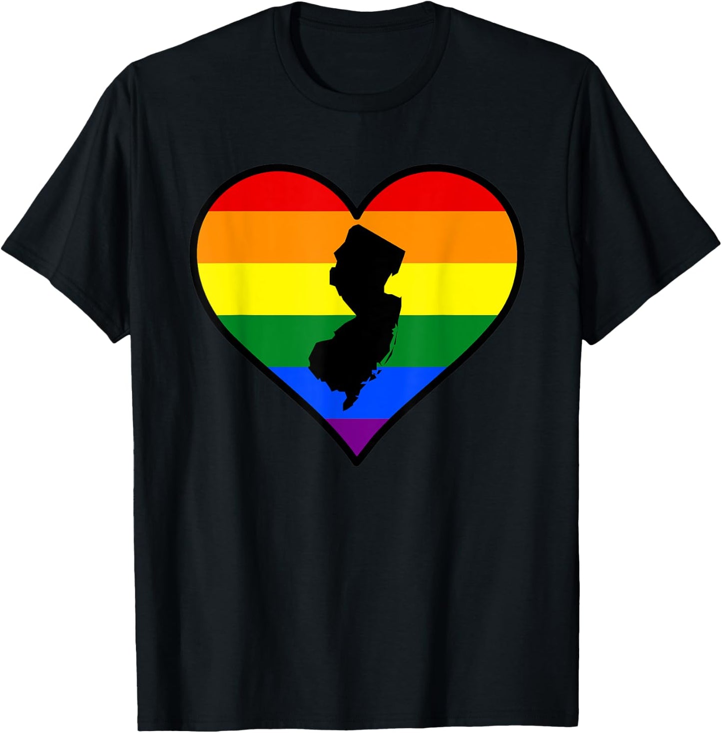 New Jersey Gay Pride Heart T-Shirt - T-Shirt | Black