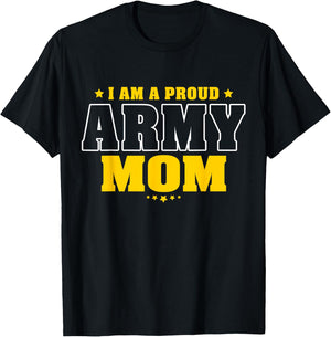 I Am A Proud Army Mom Patriotic Pride Military Mother Women Men T-Shirt - T-Shirt | Black