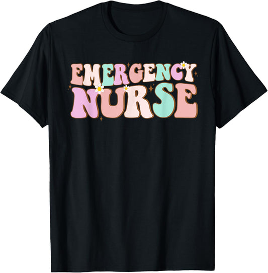 groovy ER Nurse Emergency Nurse School women nursing Room T-Shirt - T-Shirt | Black