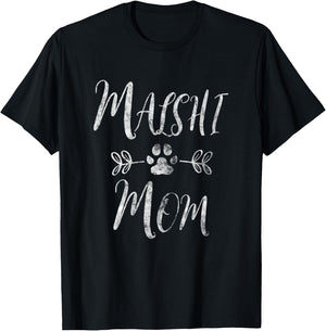 Malshi Mom Shirt Mal-Shi Lover Owner Malt-Tzu Dog Mom Women T-Shirt - T-Shirt | Black