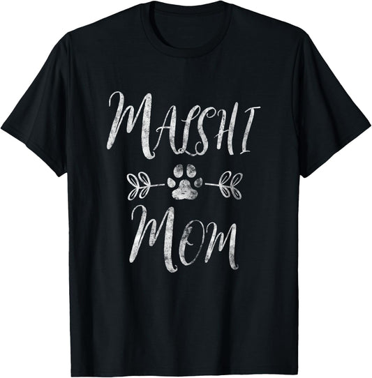 Malshi Mom Shirt Mal-Shi Lover Owner Malt-Tzu Dog Mom Women T-Shirt - T-Shirt | Black