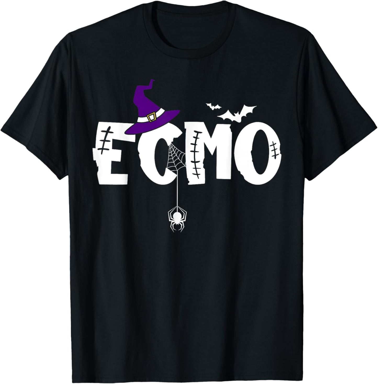 ECMO Nurse Witch Hat Halloween Spooky Costume RN Nurse T-Shirt - T-Shirt | Black