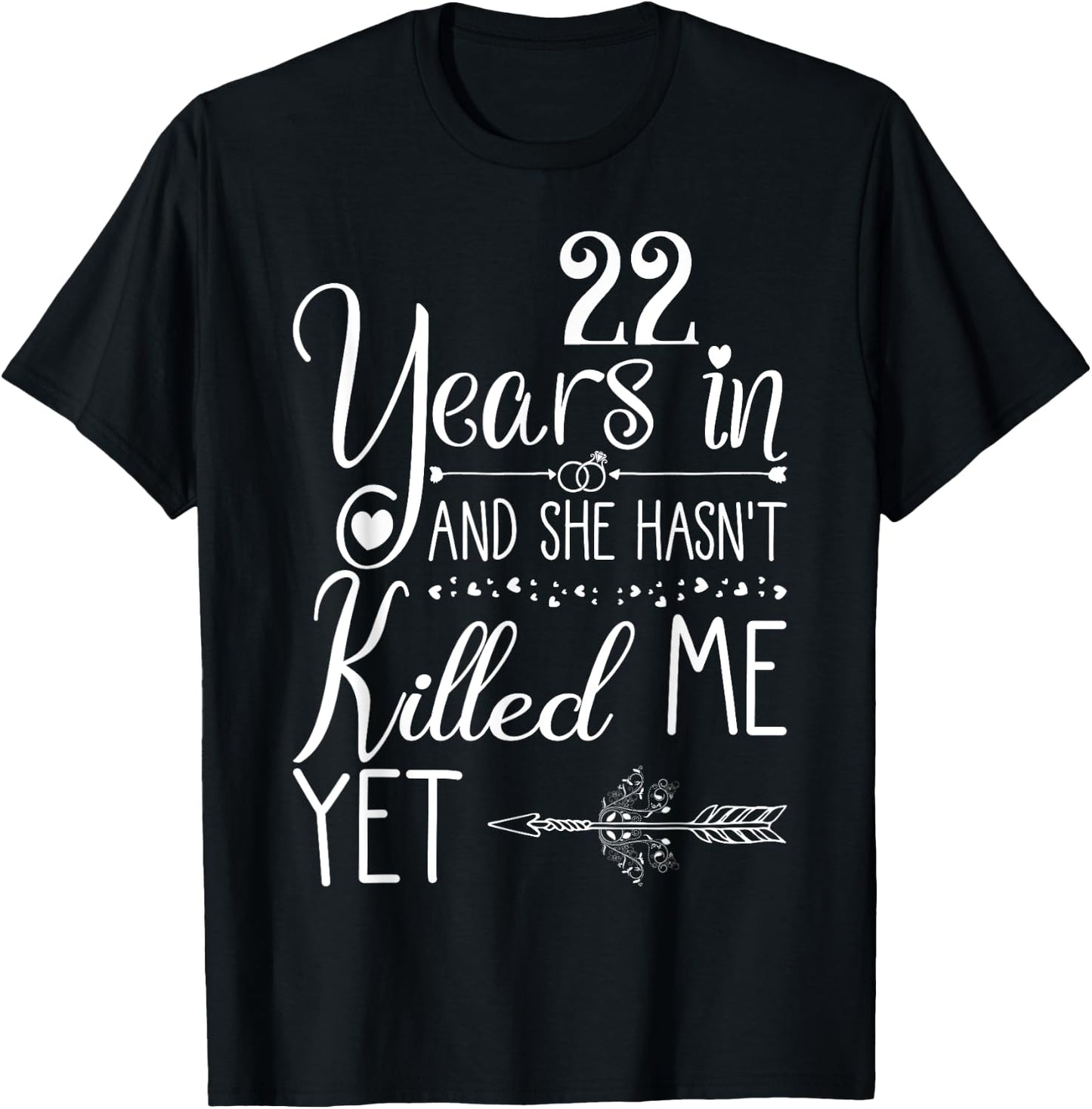 22nd Wedding Anniversary Couple 22 Years of Marriage T-Shirt - T-Shirt | Black