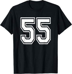 Number 55 Birthday Varsity Sports Team Jersey T-Shirt - T-Shirt | Black