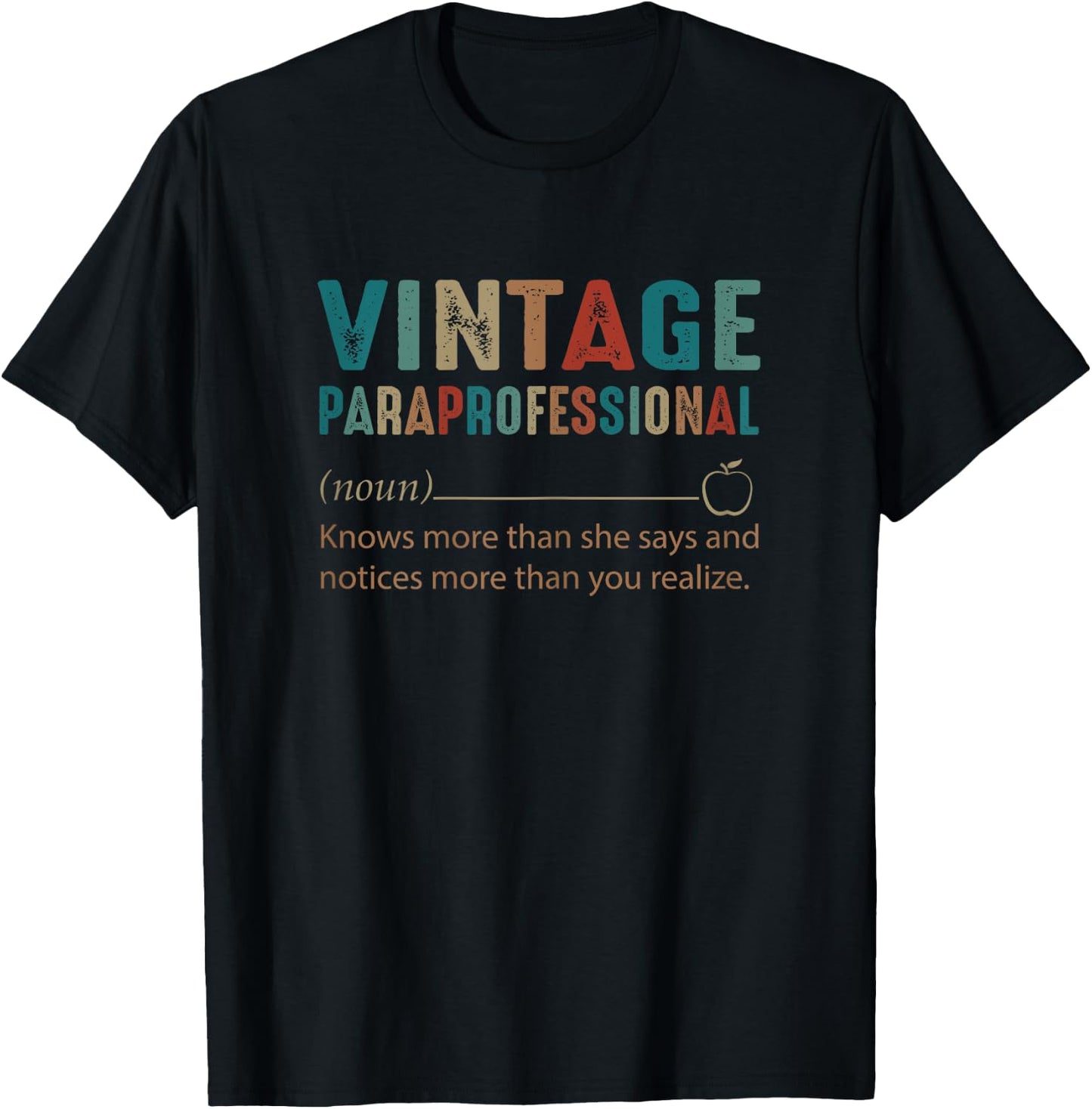 Paraprofessional Noun Vintage Retro Style 60s 70s 80s Gift T-Shirt - T-Shirt | Black