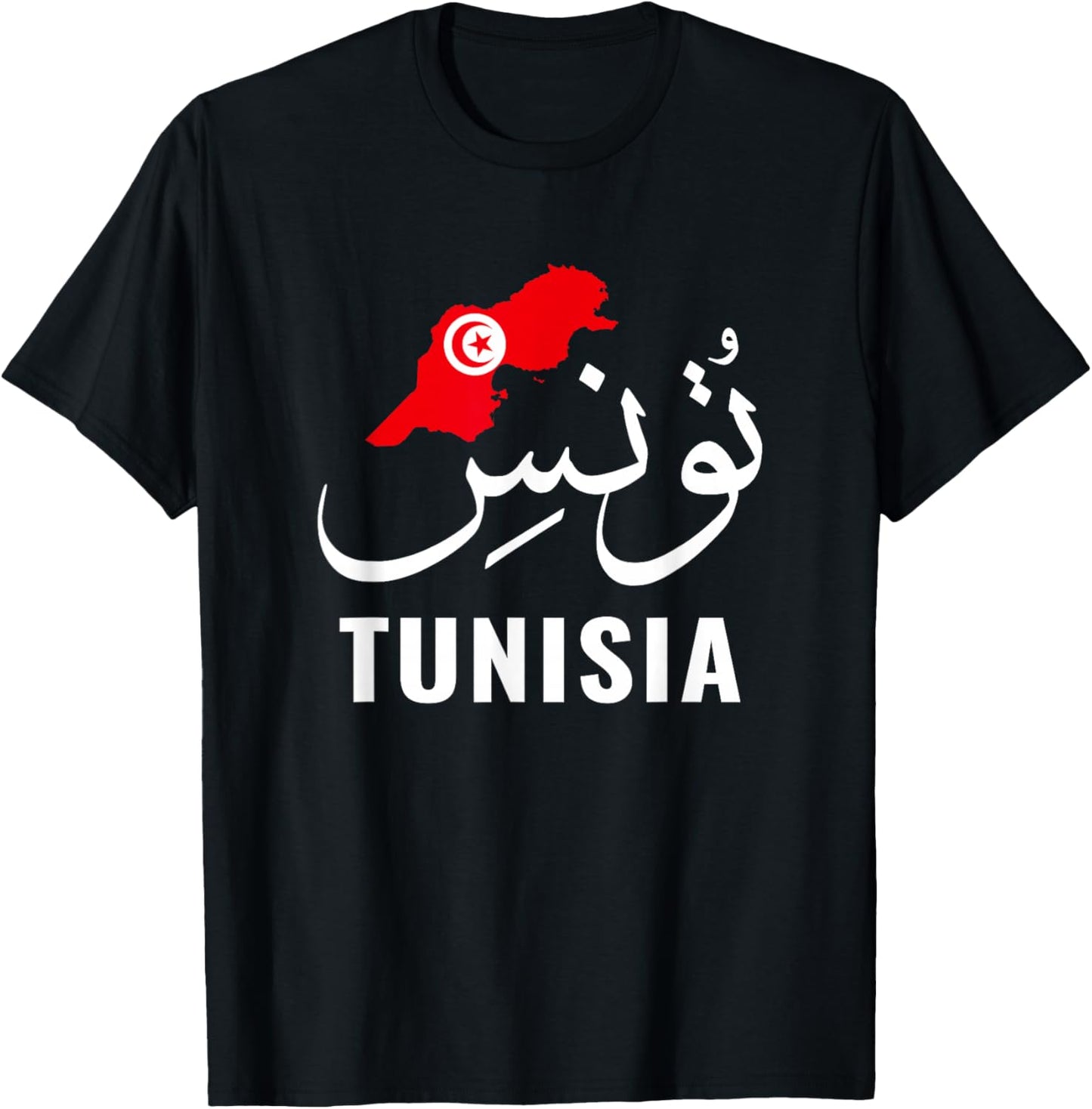 Tunesien Name in arabisch Tunesien Karte Tunesien Flagge Tunesien T-Shirt - T-Shirt | Black