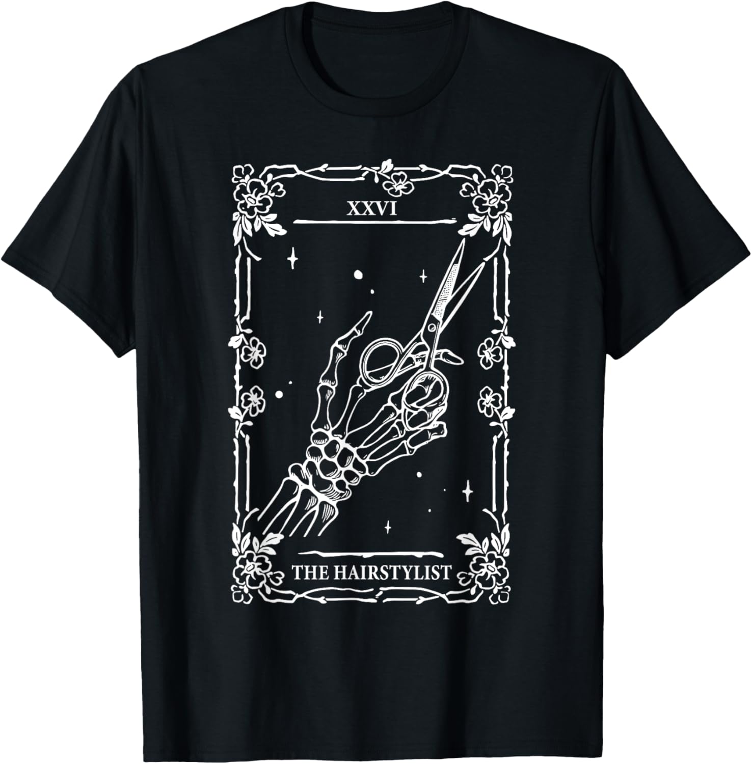 The Hairstylist Tarot Card Skeleton Hand Salon Hairdresser T-Shirt - T-Shirt | Black