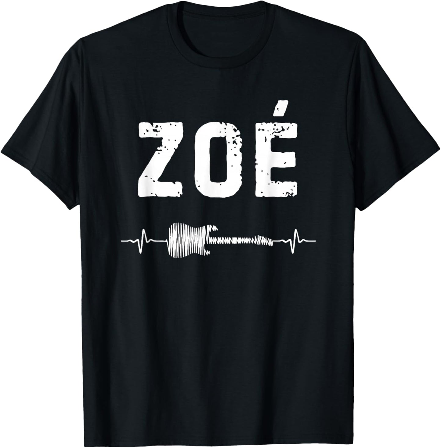 Zoé Guitar Heartbeat Music Guitarist Retro Vintage T-Shirt - T-Shirt | Black