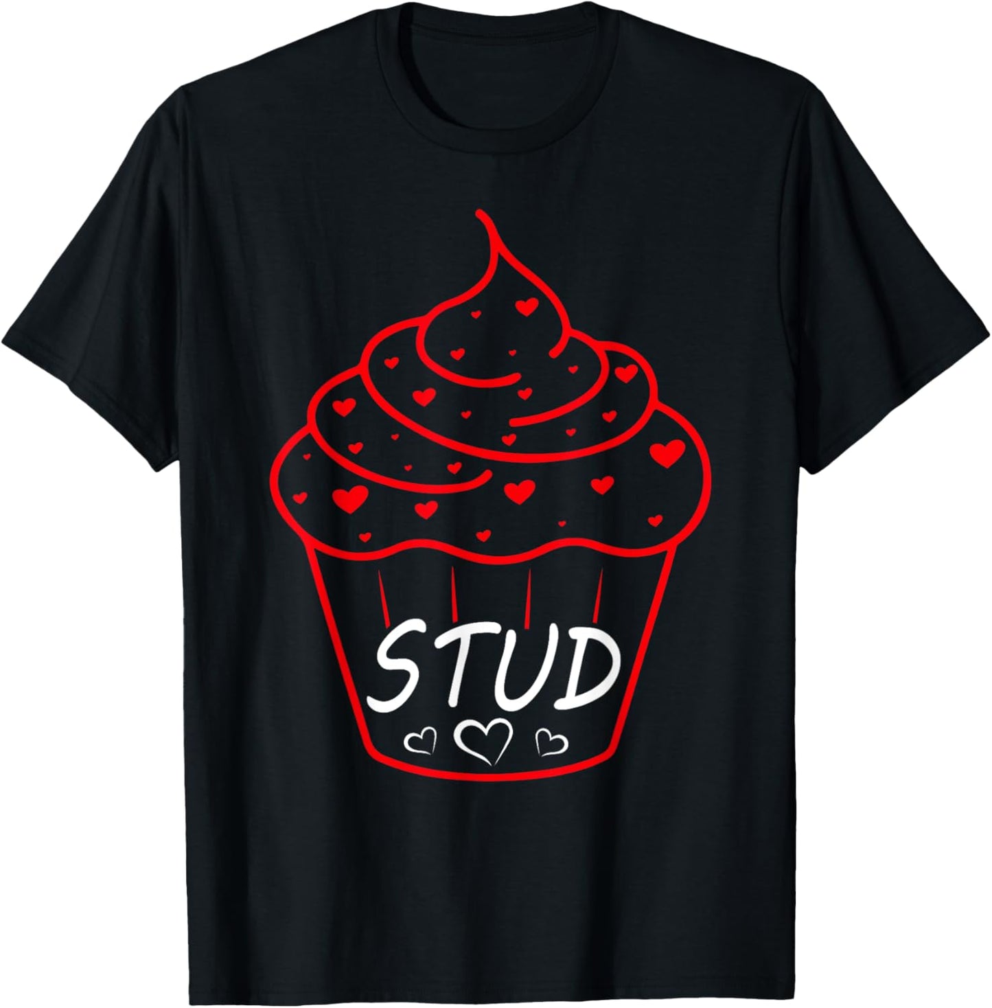 Love Heart Stud Muffin Cupcake Valentines Day T-Shirt - T-Shirt | Black