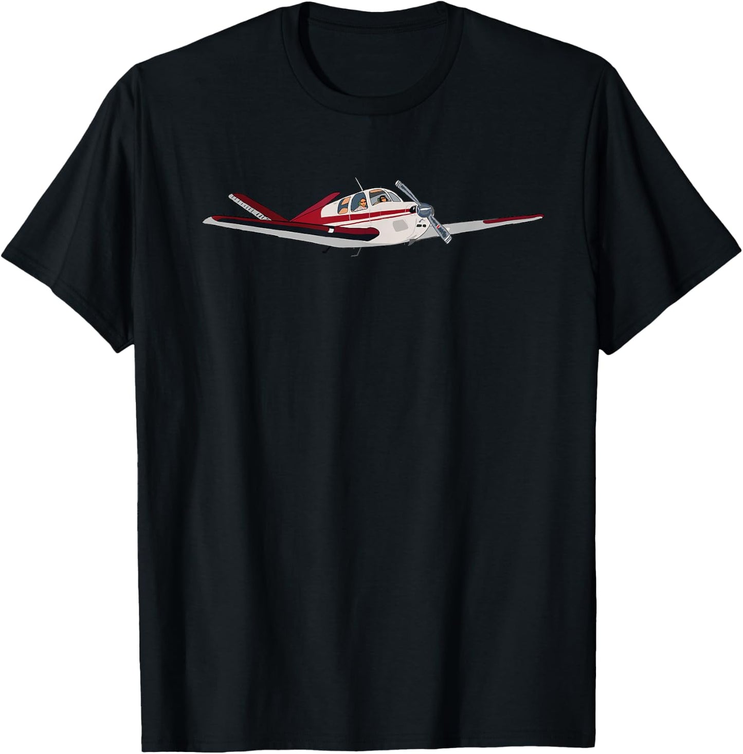 Bonanza 35 V-Tail Airplane Illustration T-Shirt - T-Shirt | Black