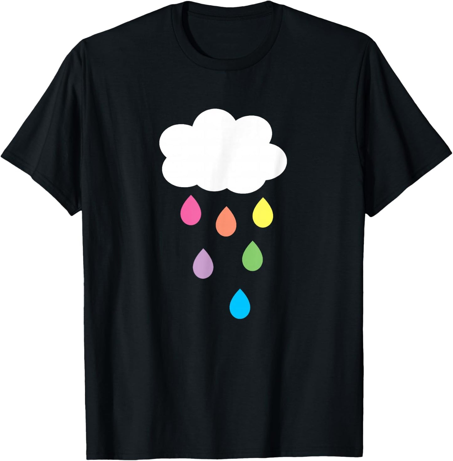Cloud with Rainbow Raindrops T-Shirt - T-Shirt | Black