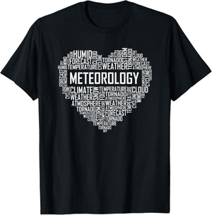 Meteorology Heart Gifts Weather Forecast Meteorologist Gift T-Shirt - T-Shirt | Black