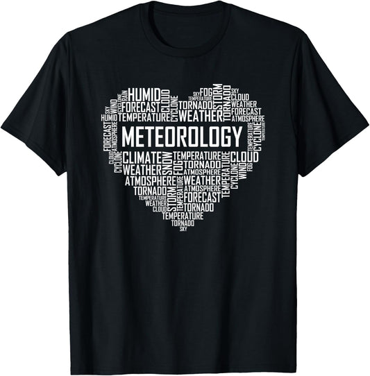 Meteorology Heart Gifts Weather Forecast Meteorologist Gift T-Shirt - T-Shirt | Black