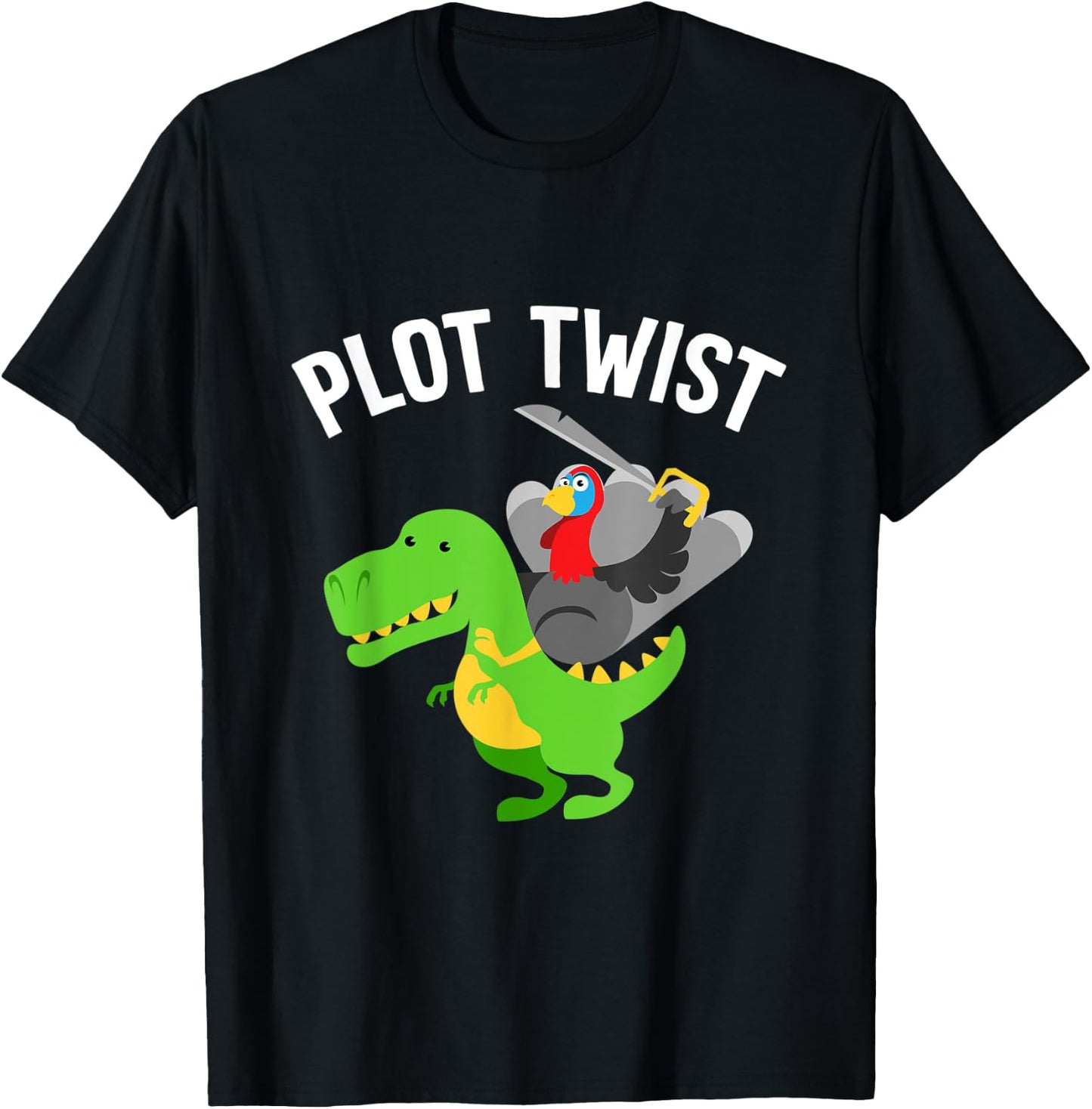 Thanksgiving Turkey riding a dinosaur Tyrannosaurus Rex T-Shirt - T-Shirt | Black