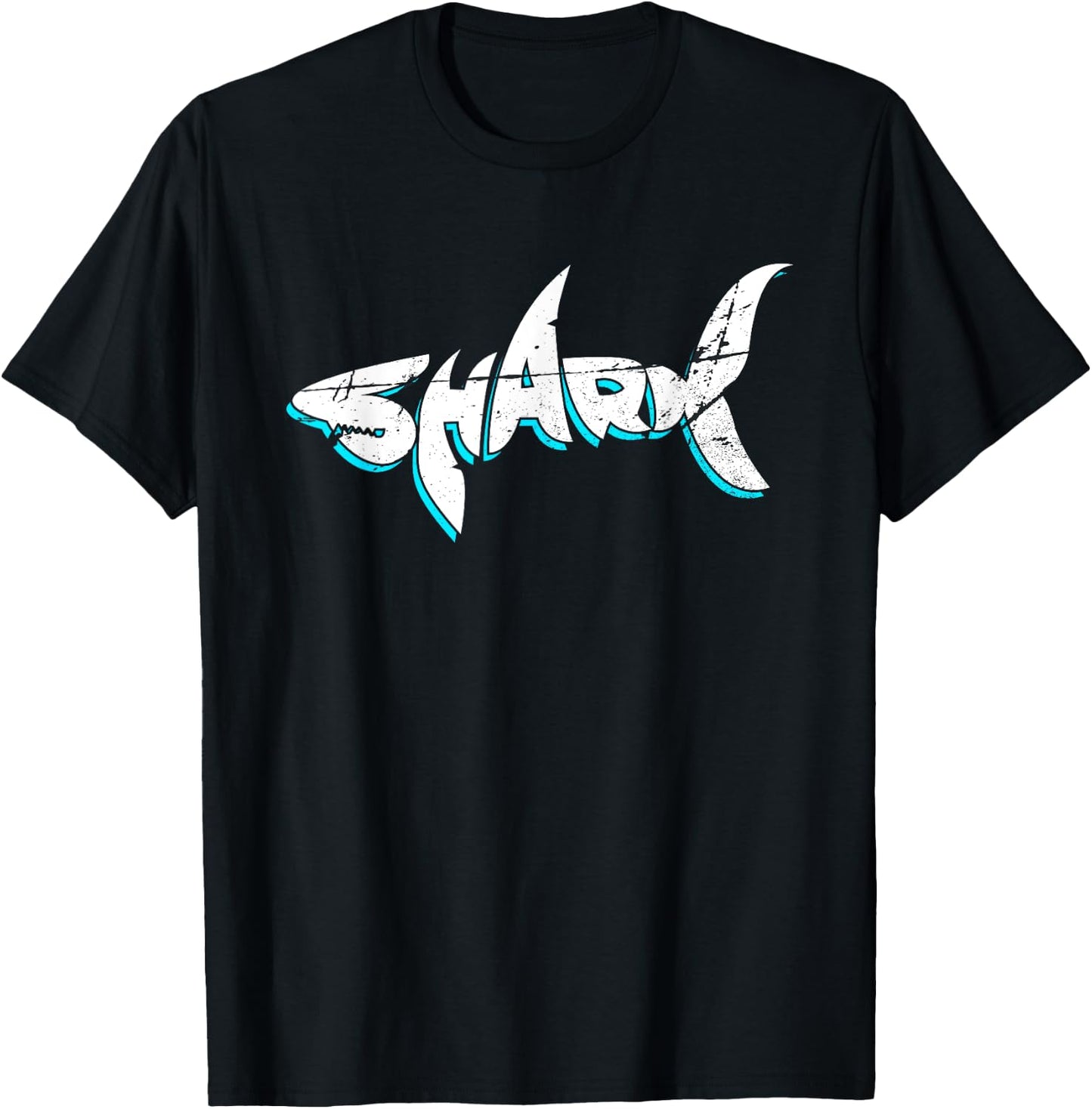 Week Of The Shark Distressed Retro Vintage Love Sharks Gift T-Shirt - T-Shirt | Black