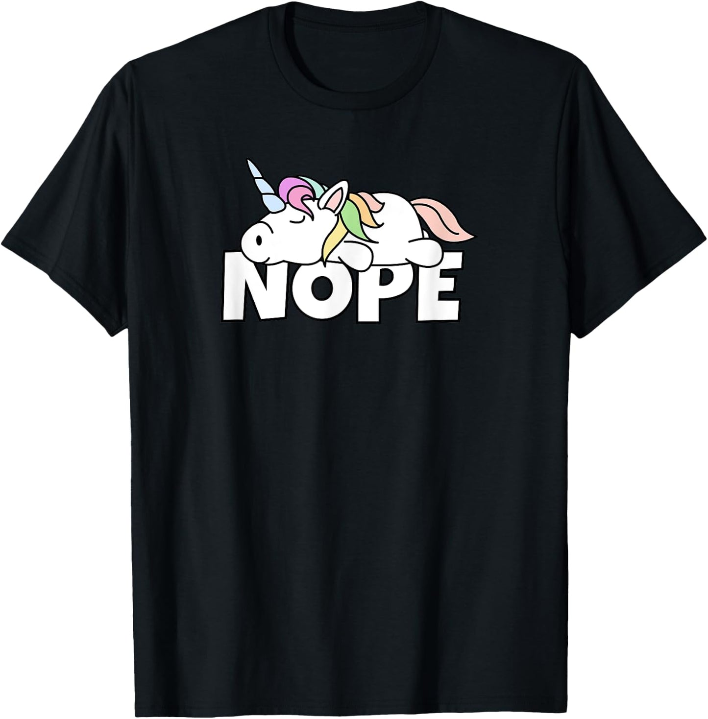 Lazy Unicorn Nope T-Shirt - T-Shirt | Black