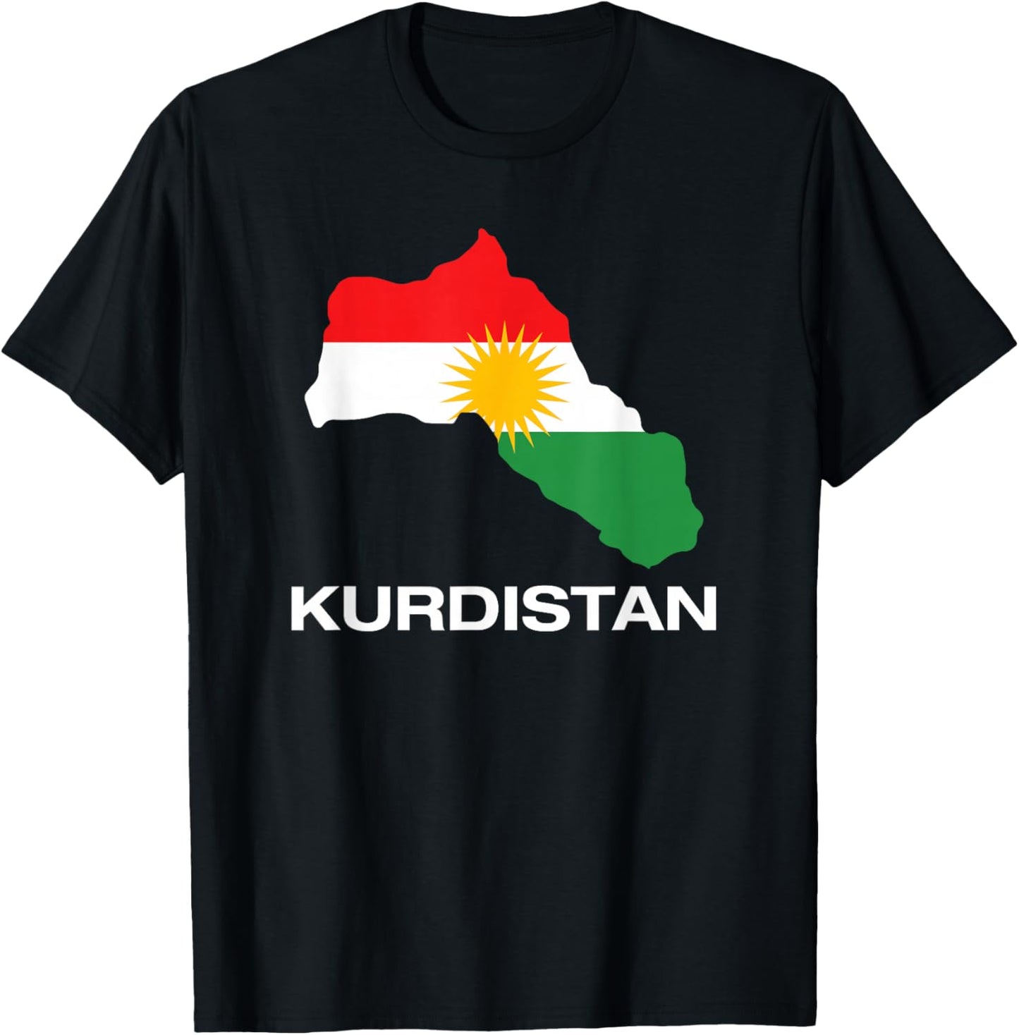 Cool Kurdistan Map with Kurdistan Flag Illustration Graphic T-Shirt - T-Shirt | Black