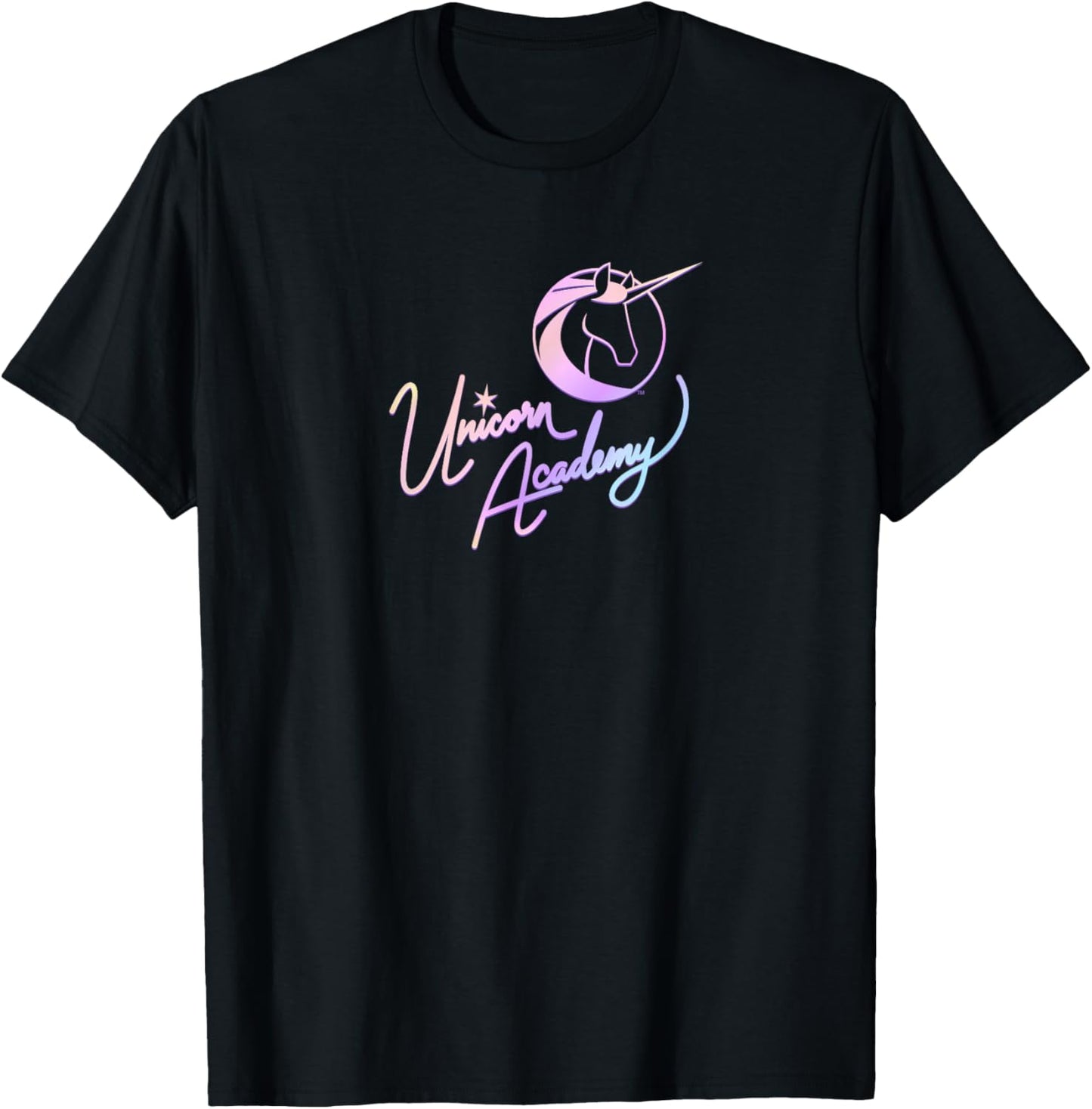 Unicorn Academy Nouveau Magic Graphic Front and Back Print T-Shirt - T-Shirt | Black