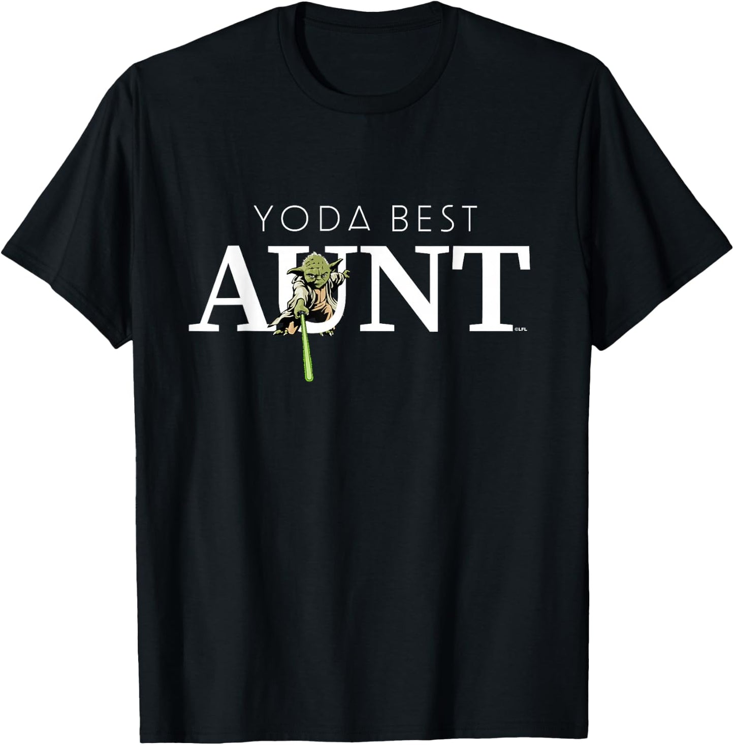 Star Wars Yoda Best Aunt Lightsaber Gift Family T-Shirt - T-Shirt | Black