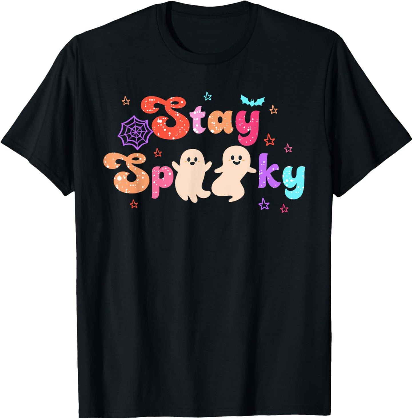 Spooky Season Cute Ghost Funny Halloween T-Shirt - T-Shirt | Black
