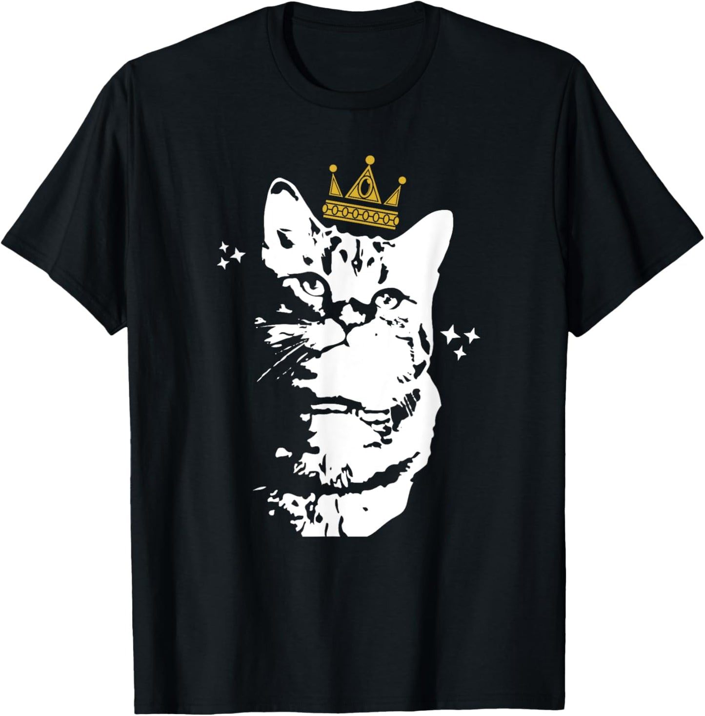 Cat Wearing Crown Funny Cat Lover Men Women Kids T-Shirt - T-Shirt | Black