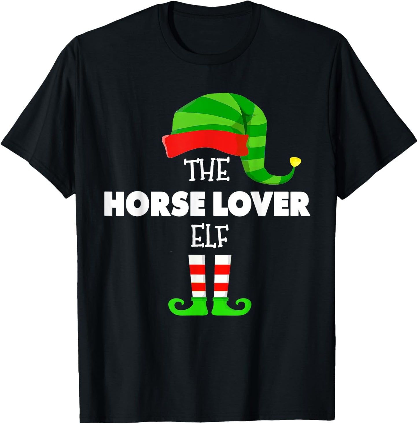 The HORSE LOVER ELF Group Matching Family Christmas PJS T-Shirt - T-Shirt | Black