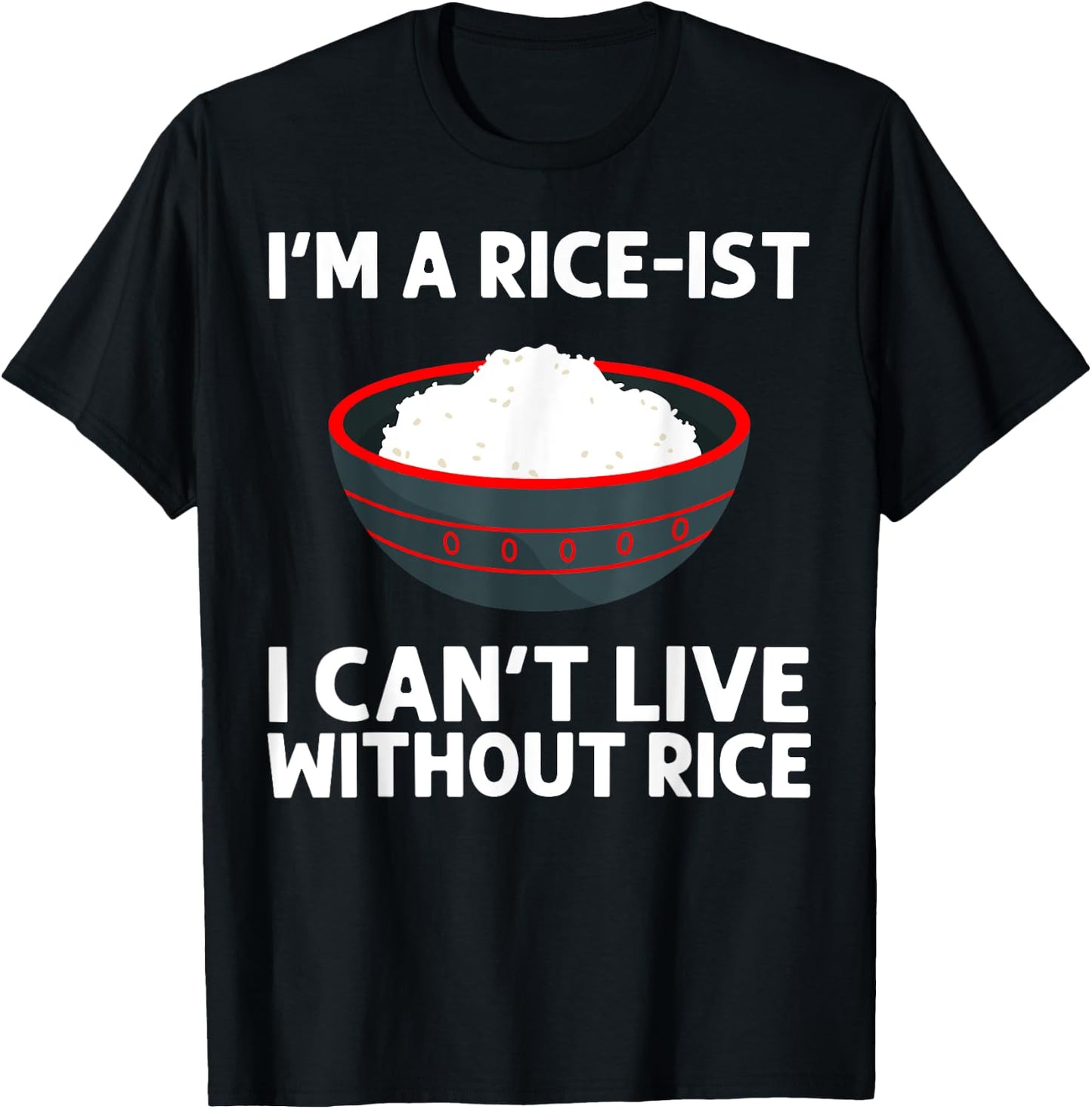 Funny Rice Art Women Asian Chinese Filipino Food T-Shirt - T-Shirt | Black