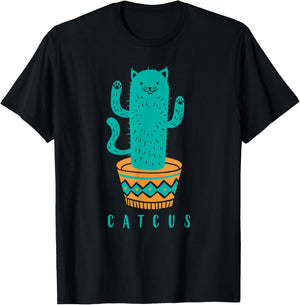 Catcus Funny Cat Cactus Women Girls Kids T-Shirt - T-Shirt | Black