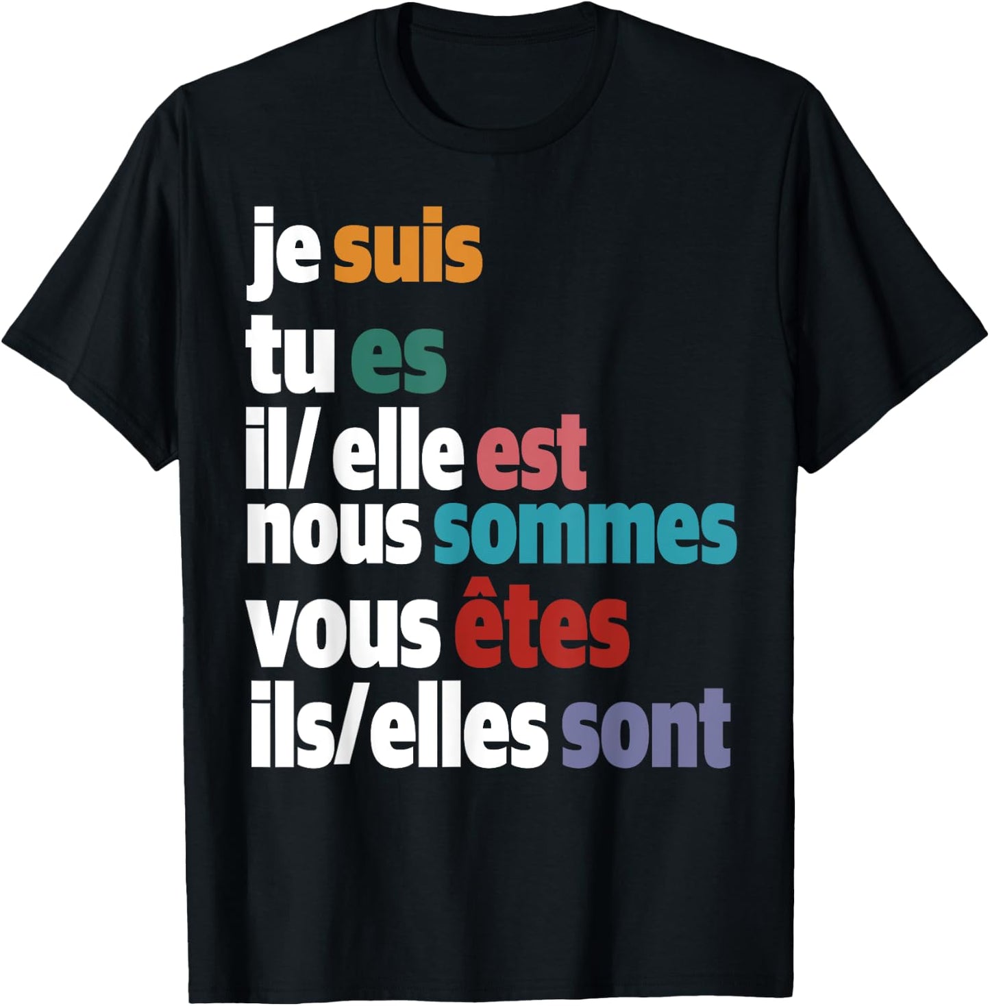 Jesuis Tu Es Il Elle Est Nous Sommes Vous Etes Ils Elles Son T-Shirt - T-Shirt | Black