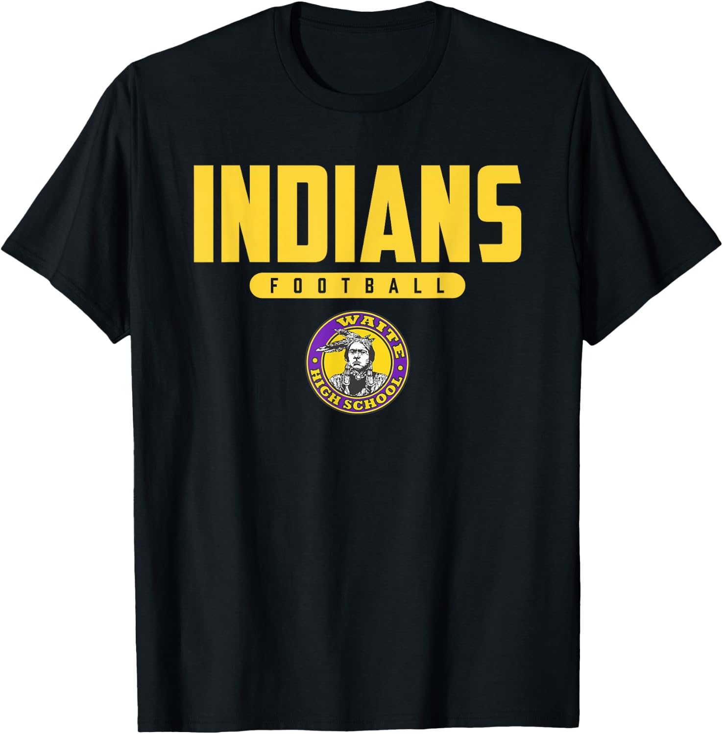 Morrison R Waite Indians Logo Football HS T-Shirt - T-Shirt | Black