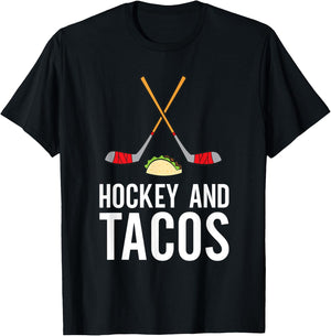Funny Hockey Lover Gifts Funny Hockey Lover Hockey And Tacos Ice Hockey , Black, Small T-Shirt - T-Shirt | Black